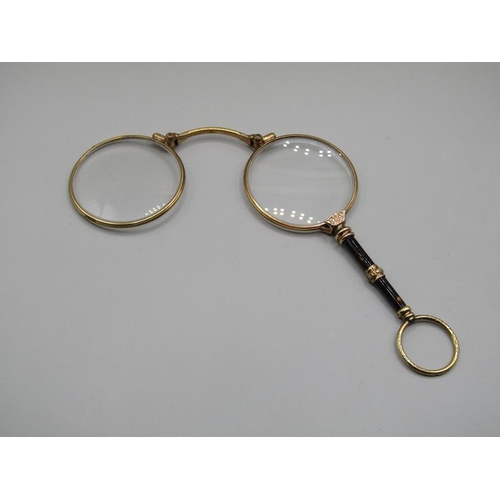 1448 - PAIR OF GILT METAL LORGNETTES IN LEATHER CASE