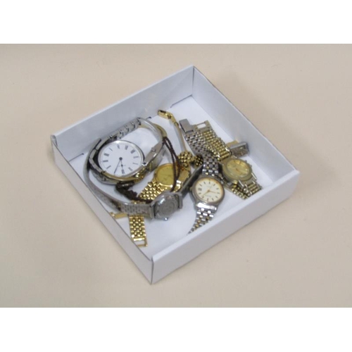 1461 - BOX OF WATCHES AND A SILVER POCKET WATCH