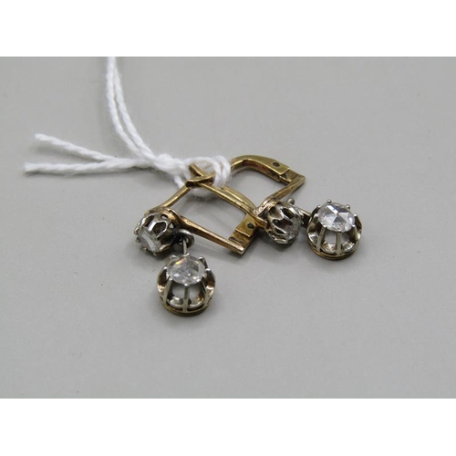 1528 - PAIR OF GOLD AND DIAMOND DROP EARRINGS