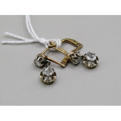 1528 - PAIR OF GOLD AND DIAMOND DROP EARRINGS