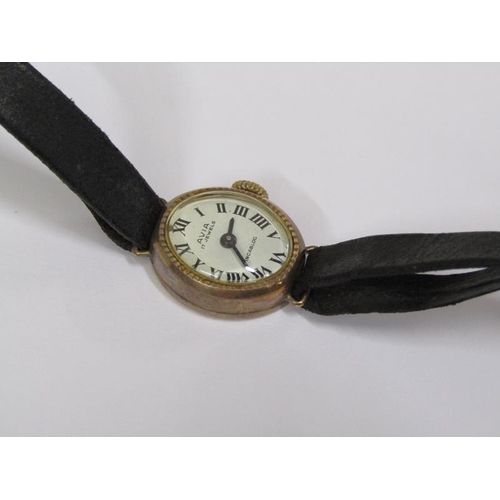 1533 - 9ct GOLD CASED AVIA LADIES WATCH AND A 9ct GOLD RING