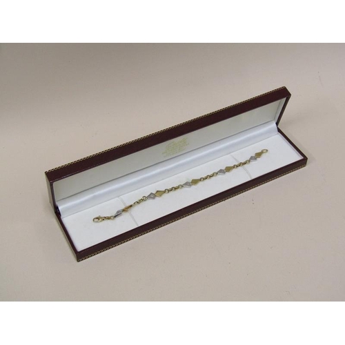 1540 - 14ct TWO COLOUR GOLD AND DIAMOND SET BRACELET - 12.6g TOTAL