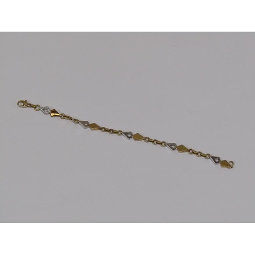 1540 - 14ct TWO COLOUR GOLD AND DIAMOND SET BRACELET - 12.6g TOTAL