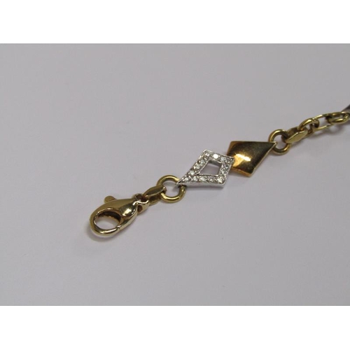 1540 - 14ct TWO COLOUR GOLD AND DIAMOND SET BRACELET - 12.6g TOTAL