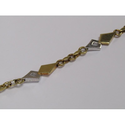 1540 - 14ct TWO COLOUR GOLD AND DIAMOND SET BRACELET - 12.6g TOTAL