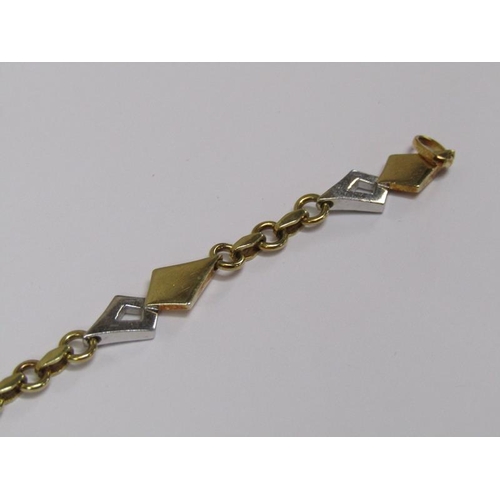 1540 - 14ct TWO COLOUR GOLD AND DIAMOND SET BRACELET - 12.6g TOTAL