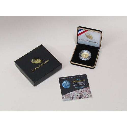 1567 - 2019 APOLLO 11 50th ANNIVERSARY COMMEMORATIVE COIN PROGRAM GOLD FIVE DOLLAR PROOF COIN