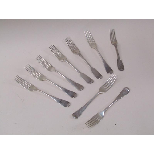 1588 - NINE SILVER FORKS, 11.6ozt