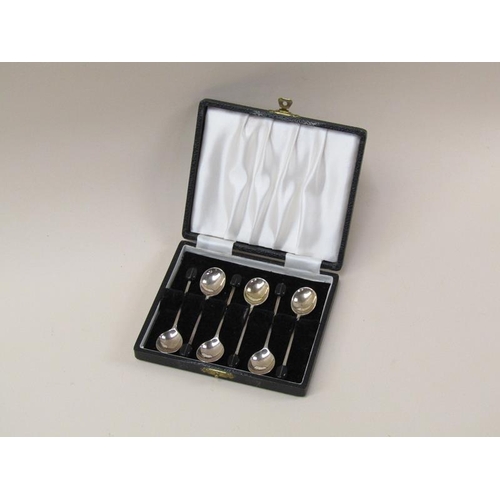 1596 - SET OF SIX SILVER BEAN SPOONS