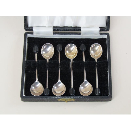 1596 - SET OF SIX SILVER BEAN SPOONS