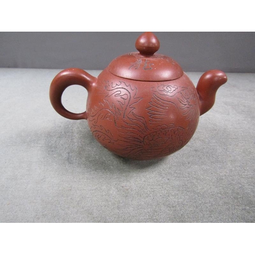 1769 - ORIENTAL TERACOTTA TEAPOT - 10cms H