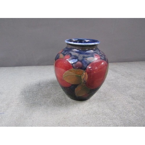 1774 - WILLIAM MOORCROFT POMEGRANATE VASE, CHIP TO RIM 9cms H