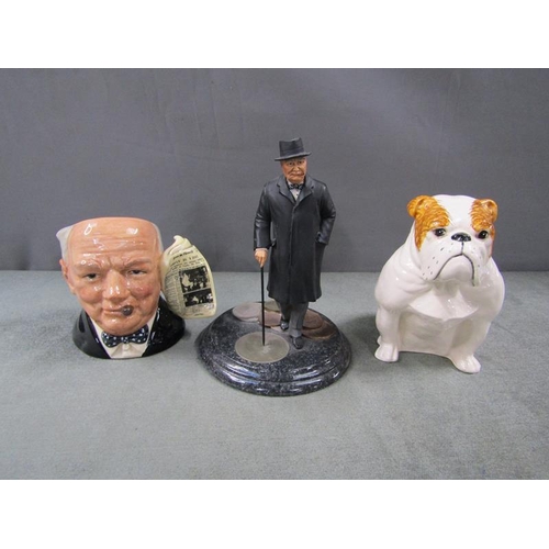 1807 - ROYAL DOULTON CHURCHILL DOG CHARACTER JUG AND ROYAL MINT CLASSIC FIGURE, FIGURE 16cms H