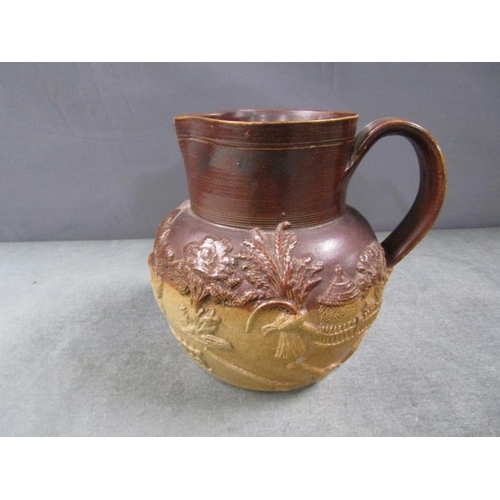 1845 - 19c STONEWARE JUG 16cmS H - SMALL CHIP TO RIM