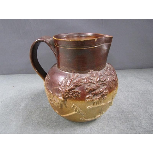 1845 - 19c STONEWARE JUG 16cmS H - SMALL CHIP TO RIM