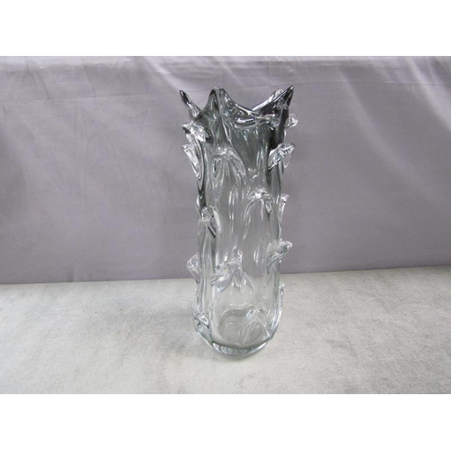 1857 - ART GLASS SMOKED GREY VASE 34cms H