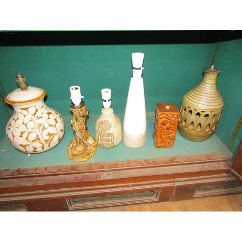 1860 - QTY OF STUDIO POTTERY LAMPS, LARGEST 30cms H