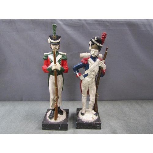 1876 - TWO RESIN MILITARY FIGURES, LARGEST 36cms