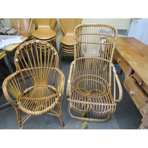 1885 - TWO BAMBOO OPEN ARMCHAIRS