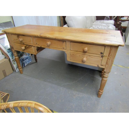 1886 - PINE THREE DRAWER DRESSER BASE, 155CM W