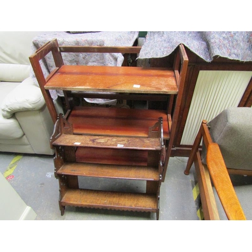 1888 - STANDING OPEN BOOK STAND; WALL MOUNTED VICTORIAN SHELF