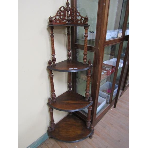 1892 - VICTORIAN WALNUT THREE TIER CORNER WHATNOT