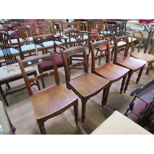 1905 - SET OF FOUR VICTORIAN OAK AND WALNUT SINGLE CHAIRS WITH SOLID SEATS