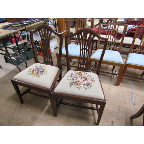 1913 - TWO 19c MAHOGANY SINGLE CHAIRS WITH UPHOLSTERED DROP IN SEATS, PIERCED BAR SPLATS