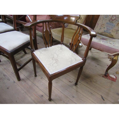 1916 - EDWARDIAN INLAID MAHOGANY BOW BACK CORNER CHAIR