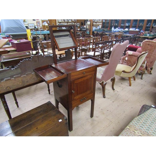 1927 - EARLY 19c MAHOGANY WASH STAND WITH RISING MIRROR AND POT CUPBOARD