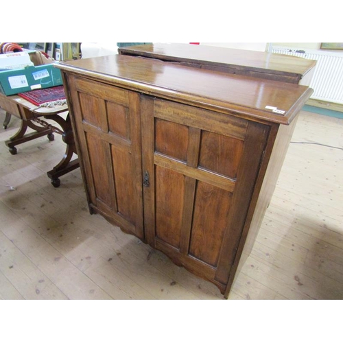 1930 - 19c MAHOGANY STANDING CUPBOARD WITH FITTED SHELVES ENCLOSED BY TWO PANEL DOORS - 112 x 103cms