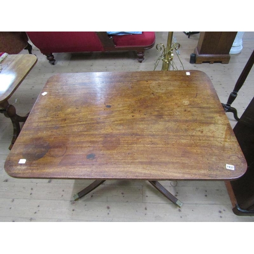 1937 - LATE GEORGIAN MAHOGANY PEDESTAL TILT TOP TABLE 112 x 71 cms