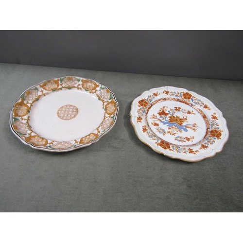 1880 - TWO ANTIQUE DELFT PLATES A/F 24cms DIA