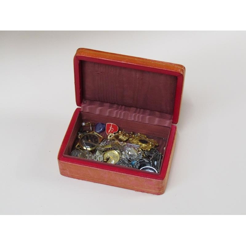 1616 - RED LEATHER JEWELLERY BOX WITH CONTENTS