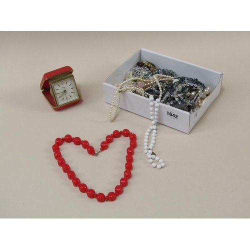 1642 - TRAY OF COSTUME JEWELLERY INC. BEADS, NECKLACES