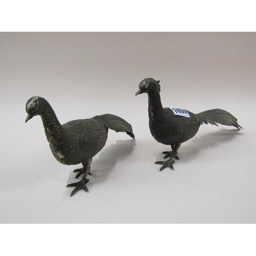 1656 - TWO CONTINENTAL SILVER PHEASANT TABLE DECORATIONS