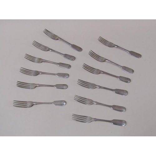 1658 - TWELVE VICTORIAN SILVER FORKS, 18.3ozt