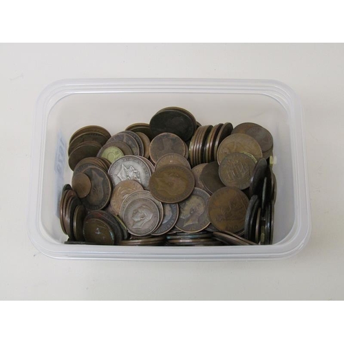 1679 - TWO SMALL TUBS OF COPPER AND OTHER COINS