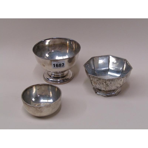 1682 - THREE SILVER BOWLS