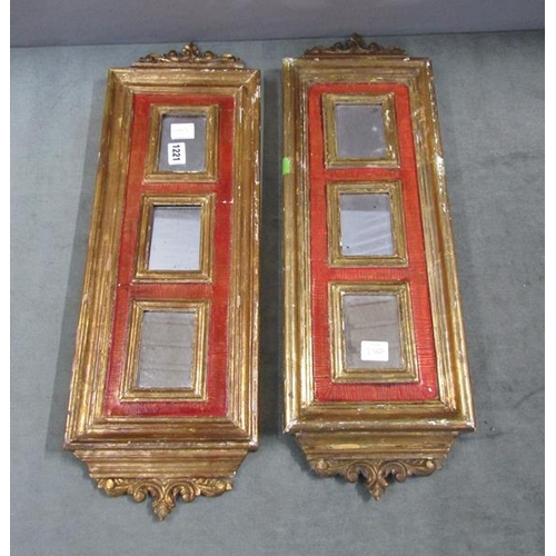 1221 - TWO GILT FRAMED MIRRORED PANELS