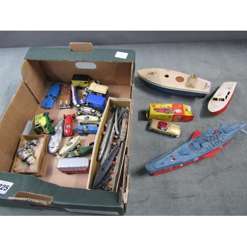 1225 - BOX OF DINKY TOYS INC. BUSES, BOATS ETC.