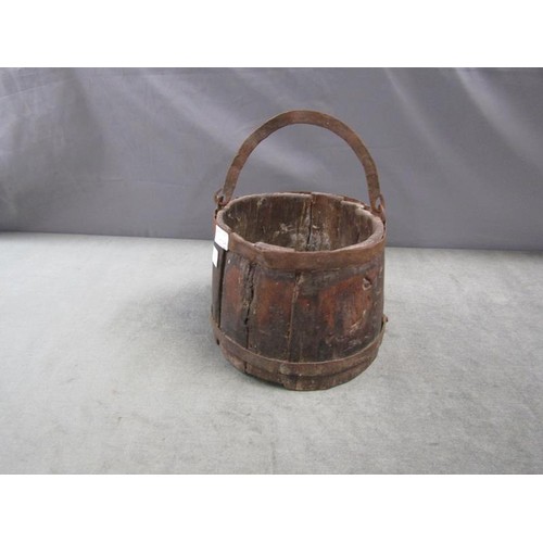 1323 - WOODEN BUCKET; WASH BOARD, 53CM L