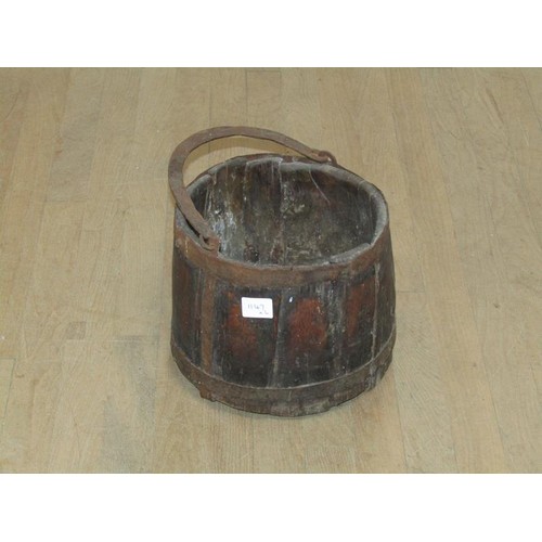 1323 - WOODEN BUCKET; WASH BOARD, 53CM L