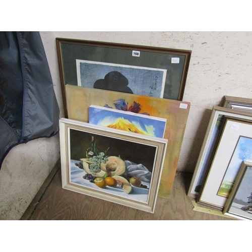 168 - COLLECTION OF FRAMED AND UNFRAMED OILS AND ORIENTAL PRINT