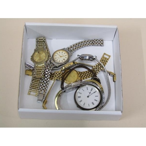 1461 - BOX OF WATCHES AND A SILVER POCKET WATCH