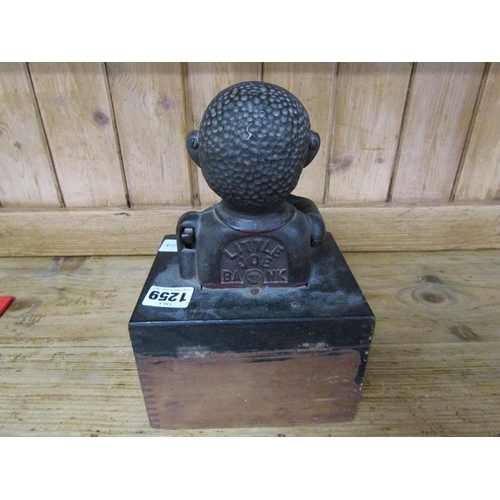 1259 - VINTAGE LITTLE JO NOVELTY MONEY BOX, 26CM H