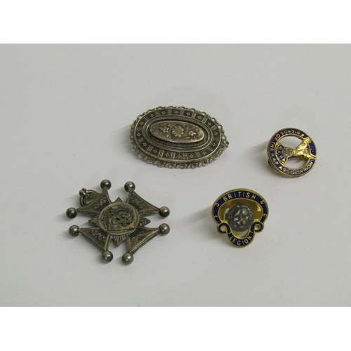 1558 - SILVER BROOCH, SILVER PENDANT AND TWO BRITISH LEGION BADGES