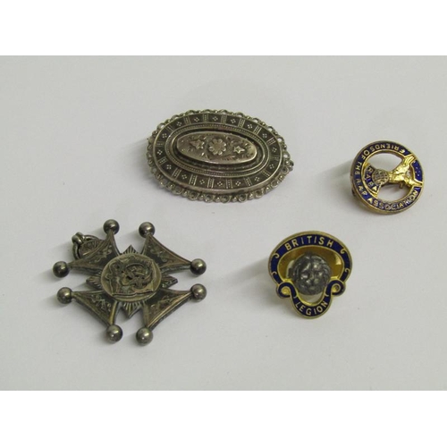 1558 - SILVER BROOCH, SILVER PENDANT AND TWO BRITISH LEGION BADGES