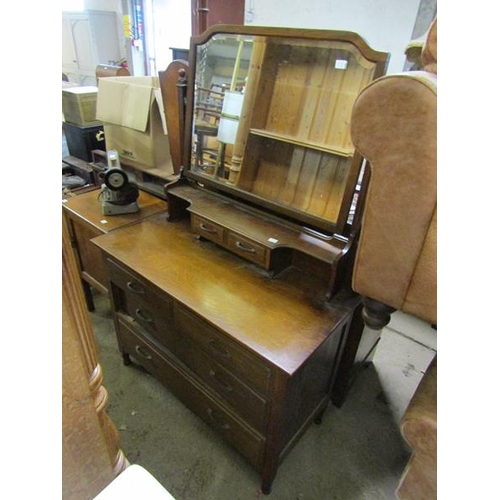 537 - EDWARDIAN INLAID BEDSIDE CUPBOARD; DRESSING TABLE