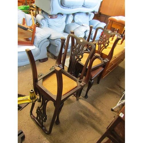 619 - FOUR CHIPPENDALE STYLE DINING CHAIRS